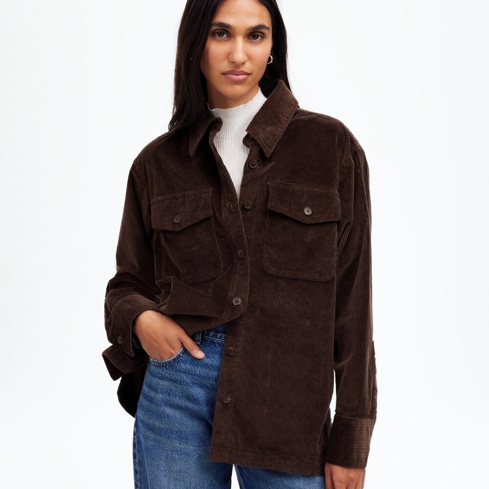 Madewell Corduroy Relaxed Shirt-Jacket in Dark Carob Size XS NWT